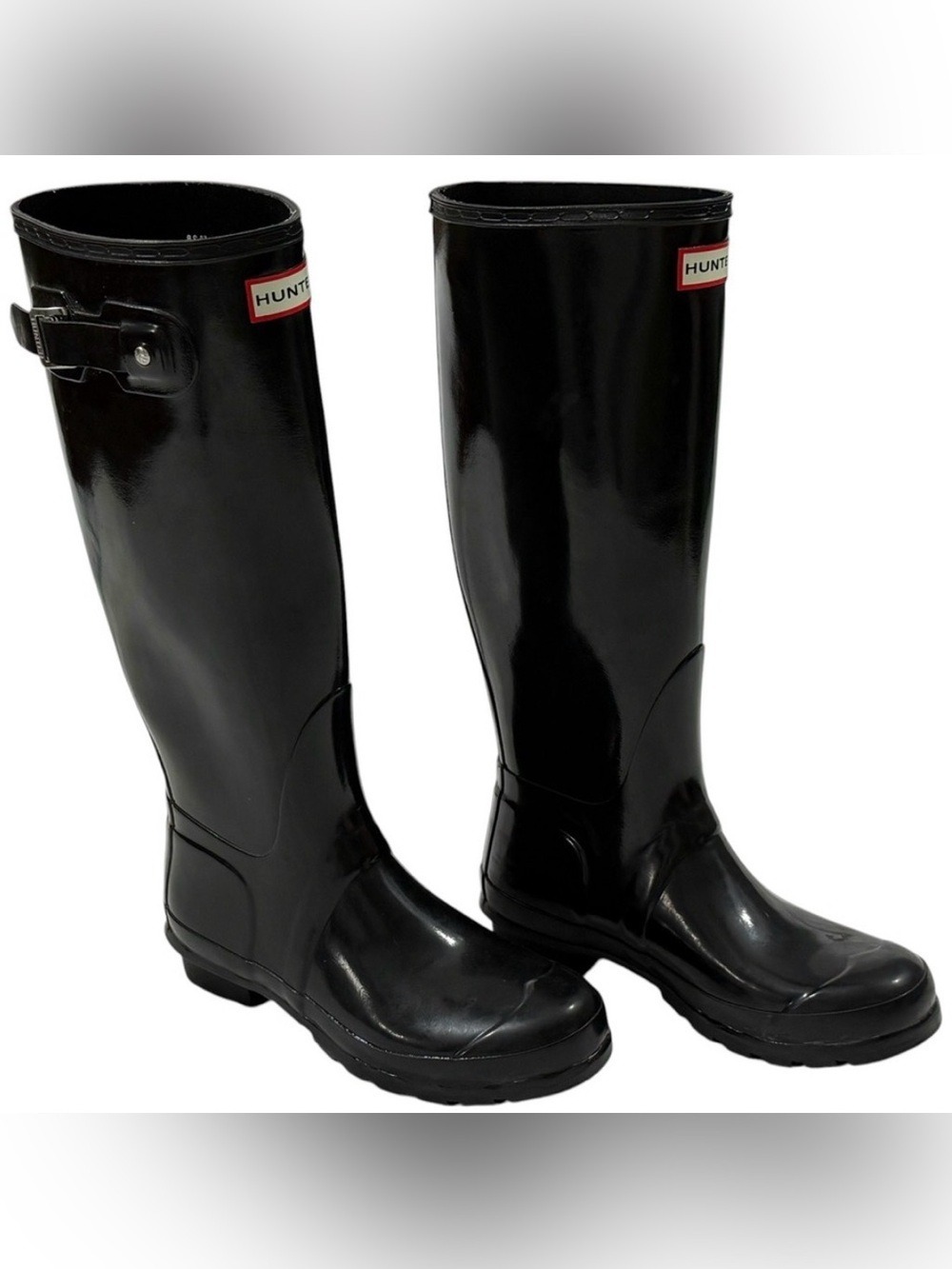 Hunter Original Tall Gloss Black Rain Boots Womens US 7/UK5 - Picture 3 of 15